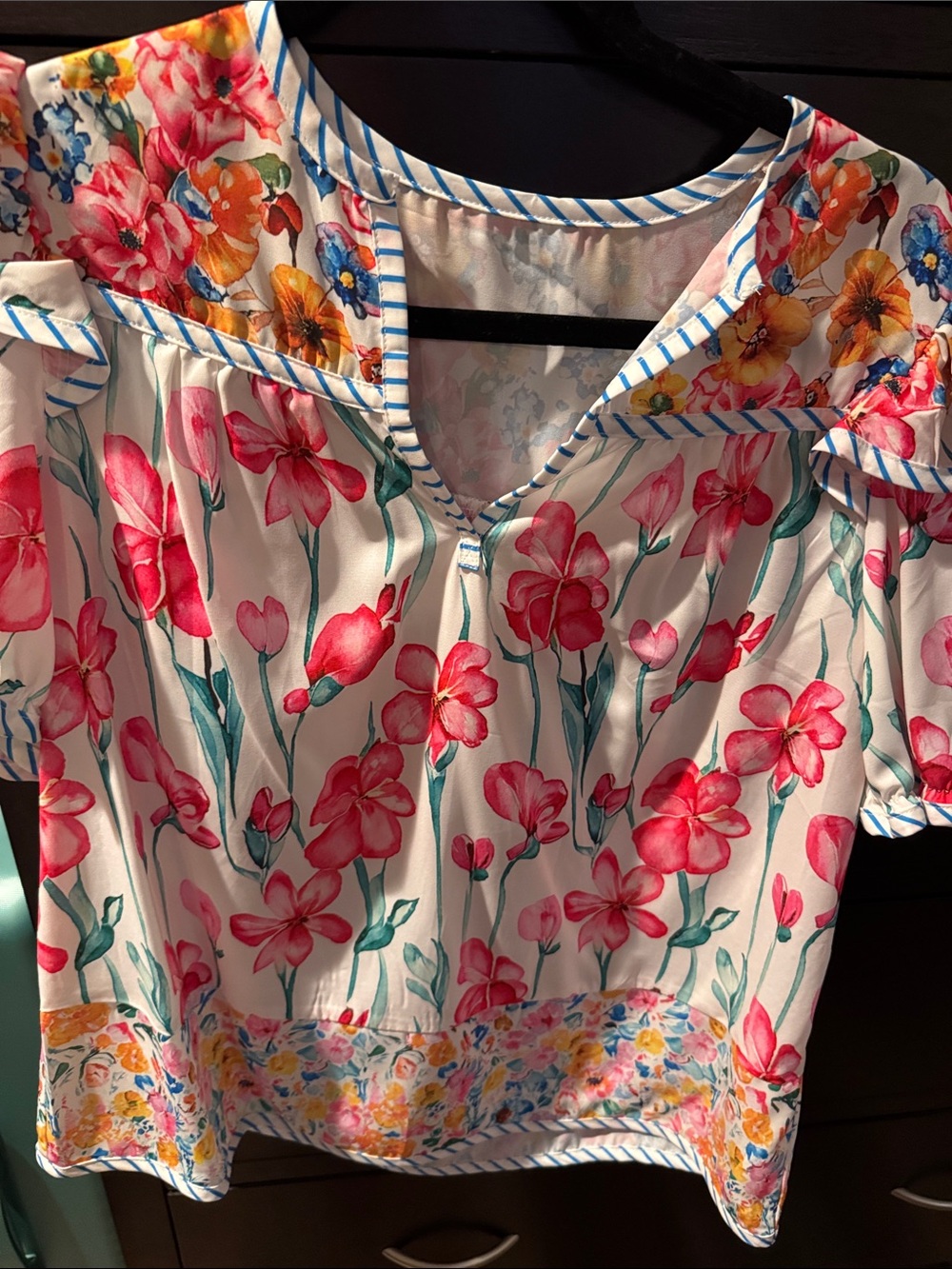 Floral Pink Cold-Shoulder Women's Top